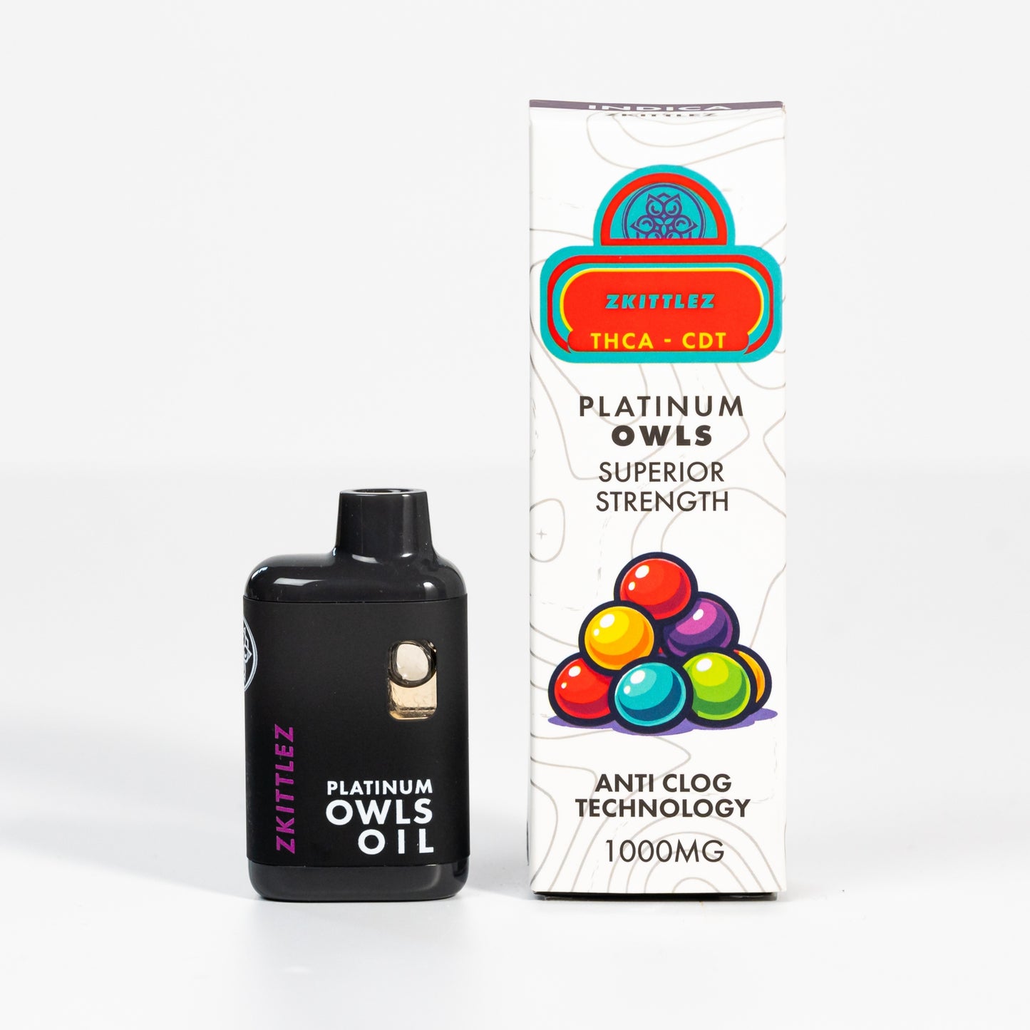 Platinum Owls THCA 1ml Vape – Zkittlez