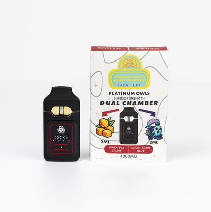 Platinum Owls Dual Chamber 4ml Vape – Pineapple Chunk & Ghost Train Haze - 10 Count