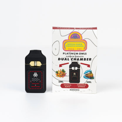 Platinum Owls Dual Chamber 4ml Vape – Tropical Runtz & Pineapple Express - 10 Count